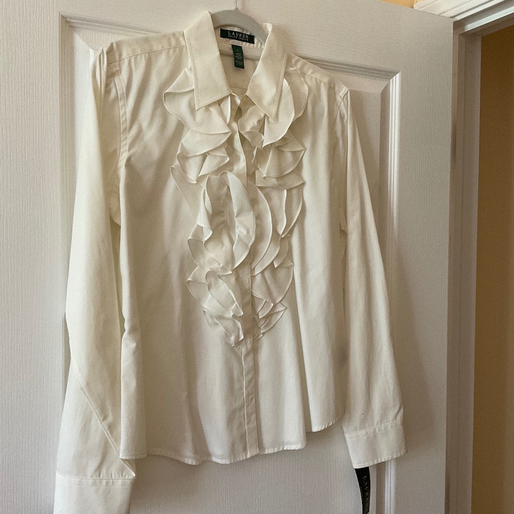 Ralph Lauren white ruffled shirt